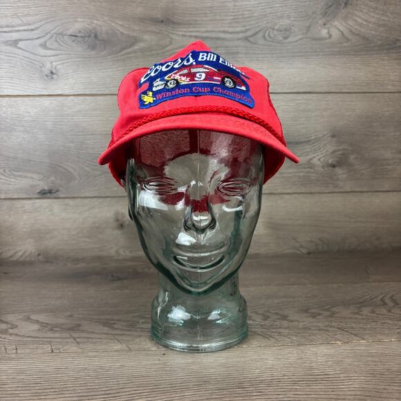 VTG Bill Elliott Winston Cup Champion 1988 Coors #9 Embroidered Red Snapback Hat - Picture 2 of 10